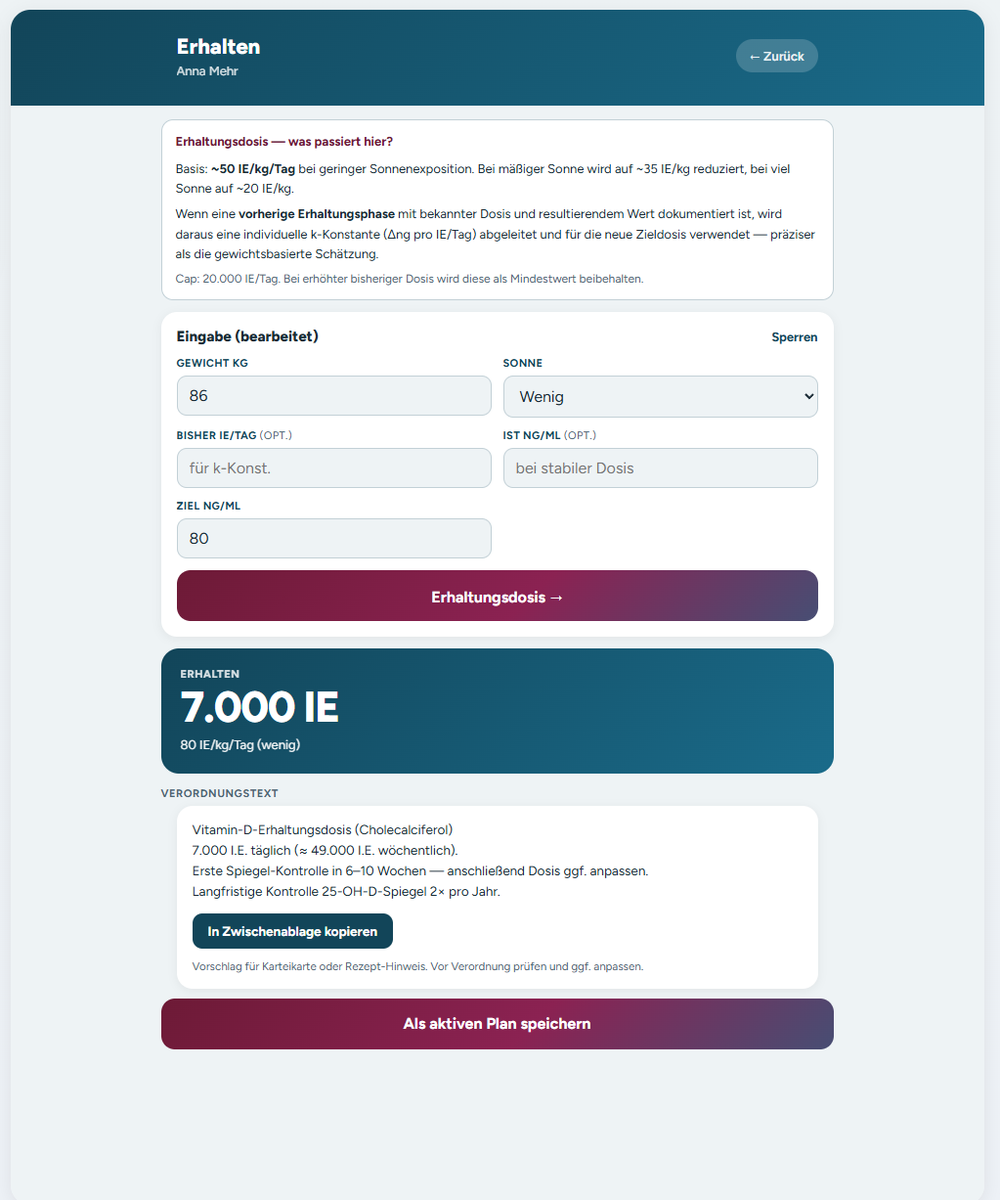 Erhaltungsdosis individuell berechnet aus k-Konstante